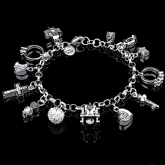 Sterling Silver Charm Chain Link Bracelet - Picture 3 of 14